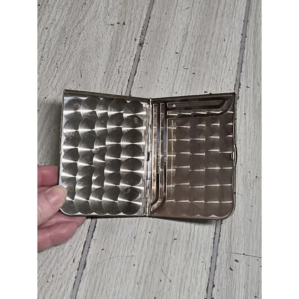 Vtg 40s-50s Elgin American Sterling Silver Cigarette Case Engine Turned 4oz USA